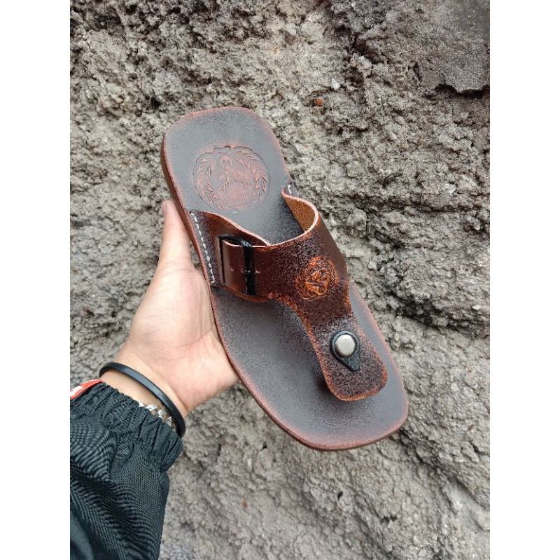 sandal jepit kulit asli original model carpil sandal pria sandal gesper sandal kokop sandal terbaru