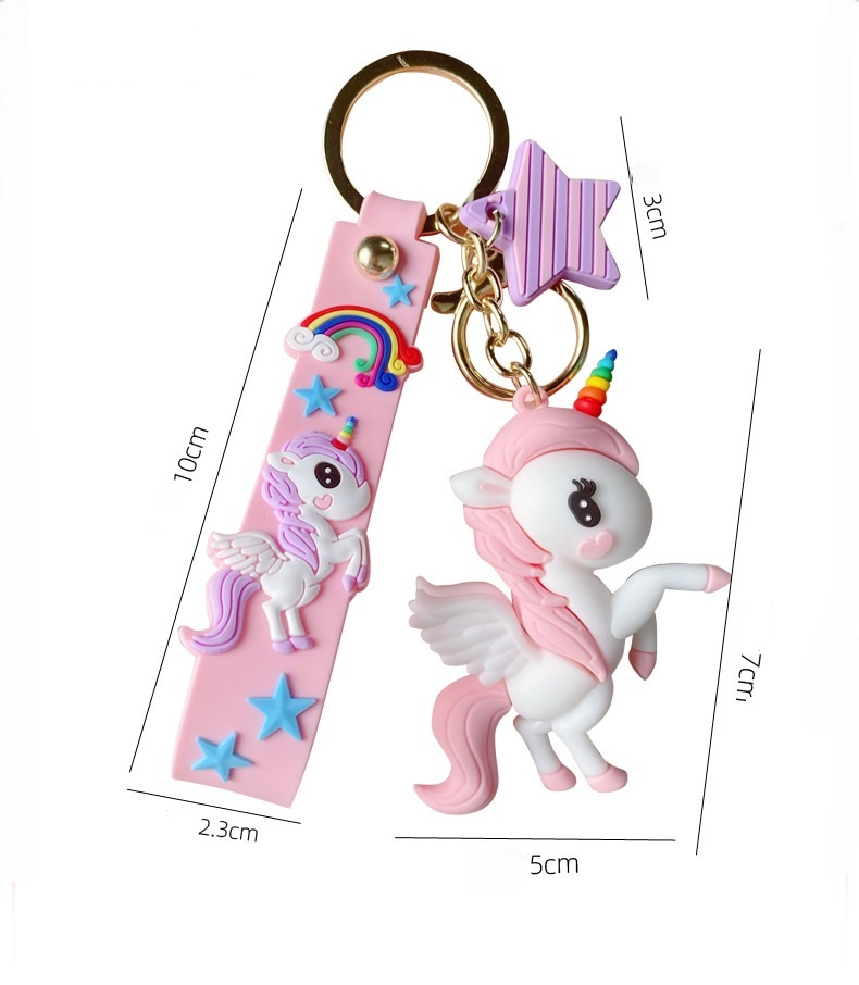 Fashion Lucu Pony Unicorn Anime Rainbow PVC Animal Unicorn Gantungan Kunci Untuk Pria Wanita Tas Ornamen Gadis Keyring