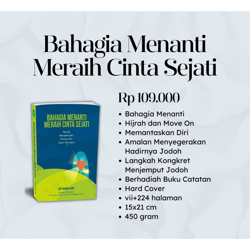 Buku NOVEL Nasehat BAHAGIA MENANTI MERAIH CINTA SEJATI Produk Original Hard Cover New ReLease Best S