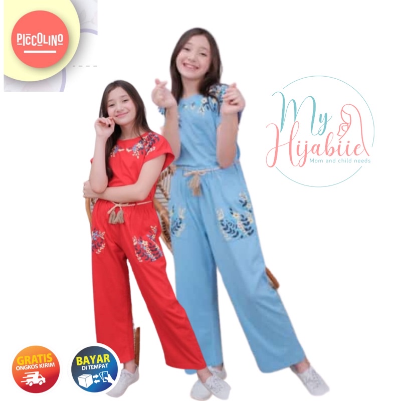 Piccolino Setelan Celana Panjang Anak Perempuan - Culottes Longpants Set Usia 6 8 10 12 14 Tahun