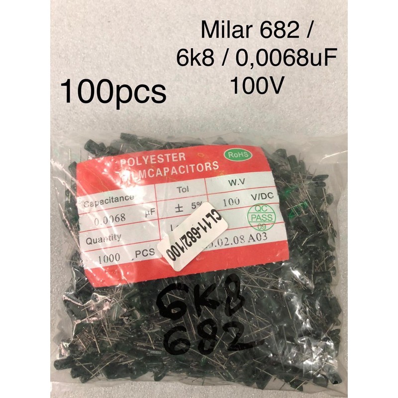 100Pcs Kapasitor Milar 682 milar 6k8 milar 0,0068uF