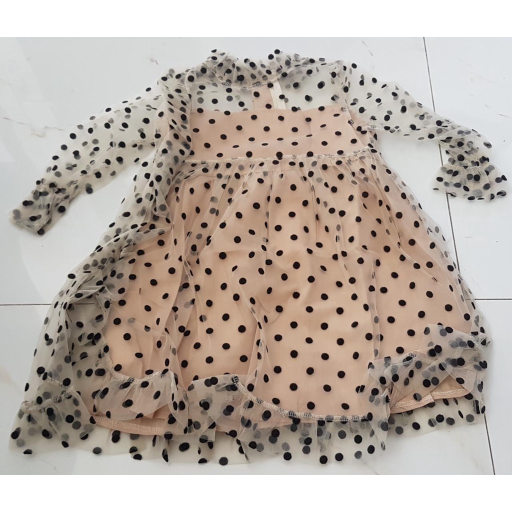 Promo !! Dress simple import anak cewek / dress tiny black many polka  ukuran 1-3tahun / Dress anak lucu