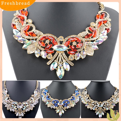 [TERLARIS]Colorful Rhinestone Flower Pendent Chain Choker Statement Collar Bib Necklace
