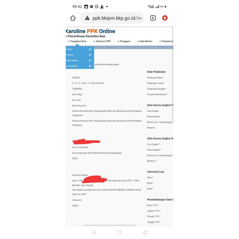 surat karantina ikan untuk cargo