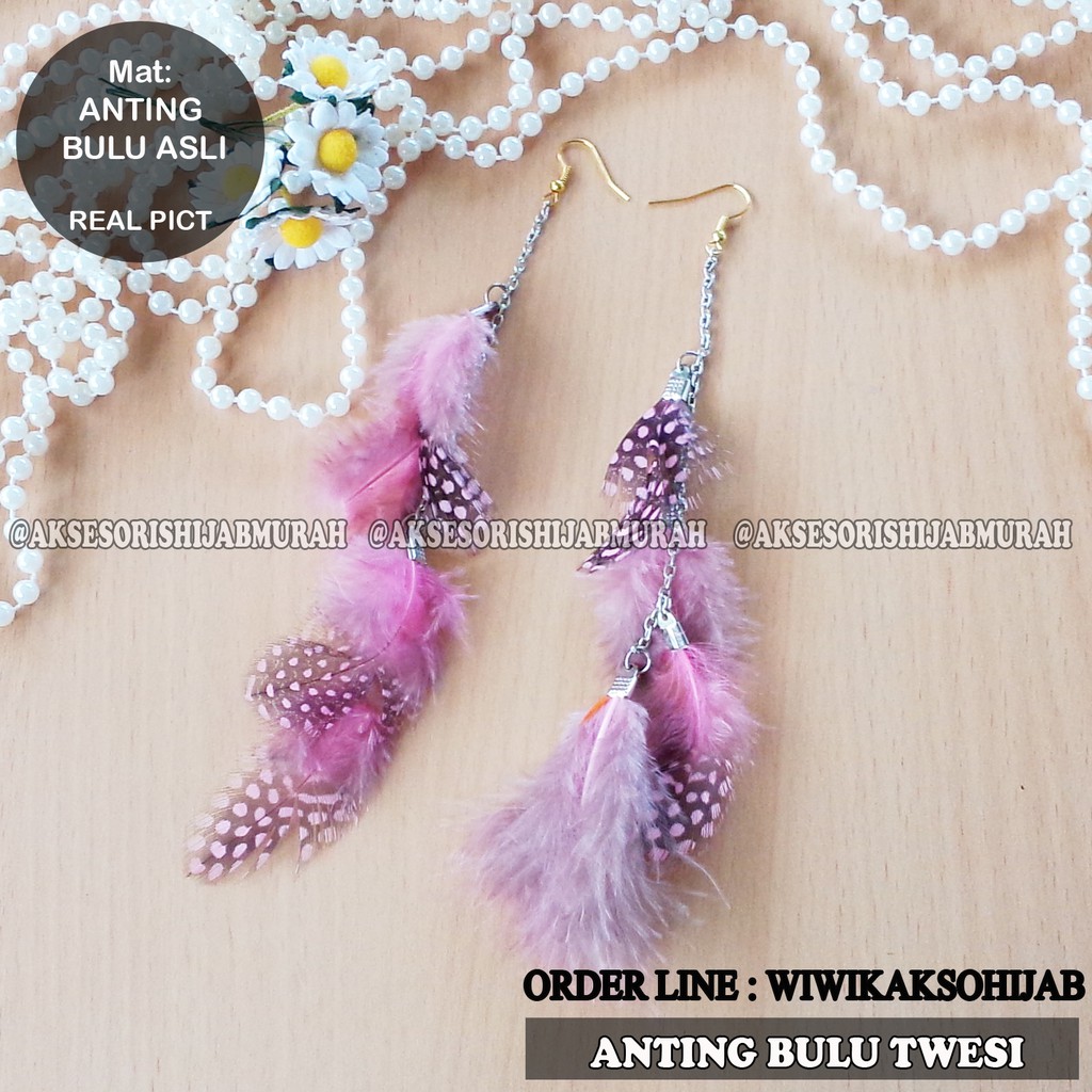 ANTING BULU ASLI POLKA BROS ANTING HIJAB JILBAB SEPASANG