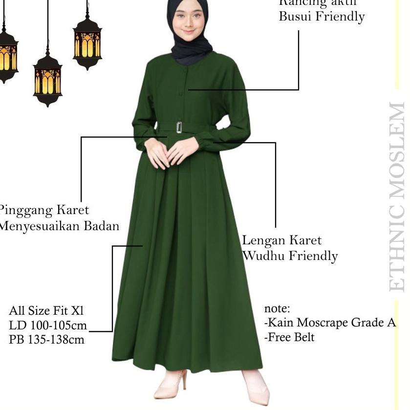 Penjualan Terbanyak.. Gamis Polos Menyusui Modern Ukuran Jumbo XXL LD 120 Warna Hijau Botol Full Kan