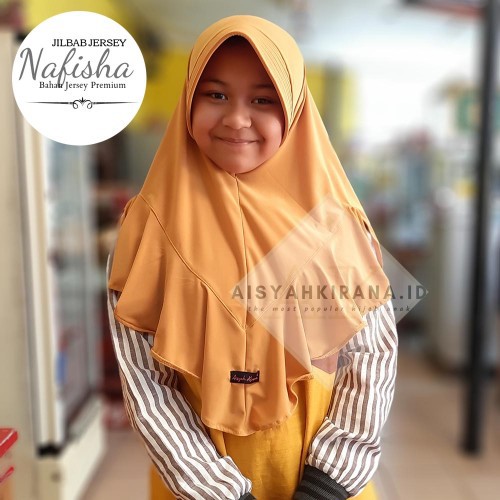 Nafisha Jilbab Anak bahan jersey usia 5 - 7 tahun dan 8 - 12 tahun kerudung sekolah TK SD bergo inst