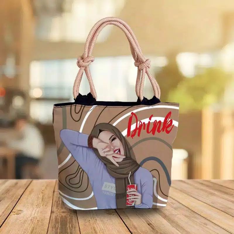 Tote bag sumbu/totebag canvas seri hijab tas wanita