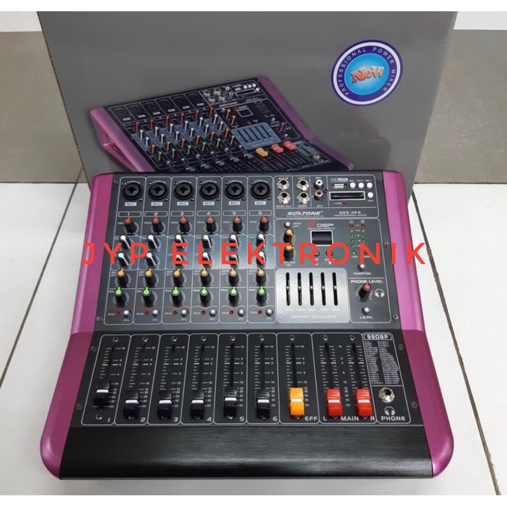 MIXER POWER ROXTONE 6 CHANNEL BLUETOOH USB EFFECT VOCAL REVERB