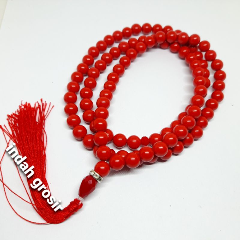 TASBIH BATU MARJAN RED CORAL 99BUTIR