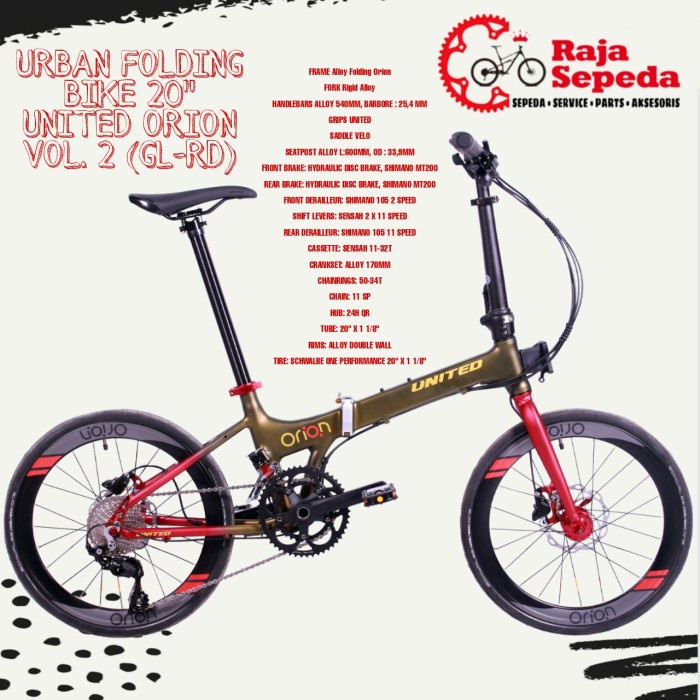 SEPEDA LIPAT URBAN FOLDING BIKE 20 INCHI UNITED ORION VOL 2 (GL-RD)