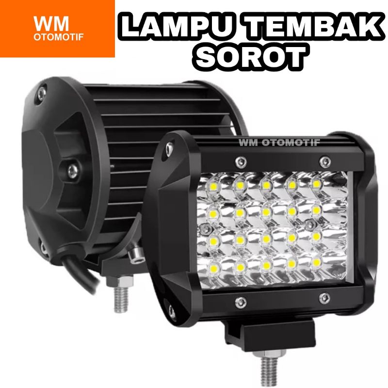 Lampu LED CWL Tembak Sorot Work Light 24 Mata 4 Susun Bar CREE Waterproof Motor Mobil High Grade Offroad 24 Titik OWL LightBar Senja Putih Cutoff Kotak Jeep Headlight Headlamp Utama Depan