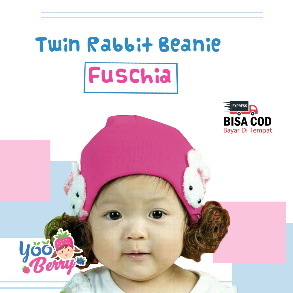 YooBerry Kupluk Bayi &amp; Anak Twin Rabbit Beanie Lucu Berry Mart