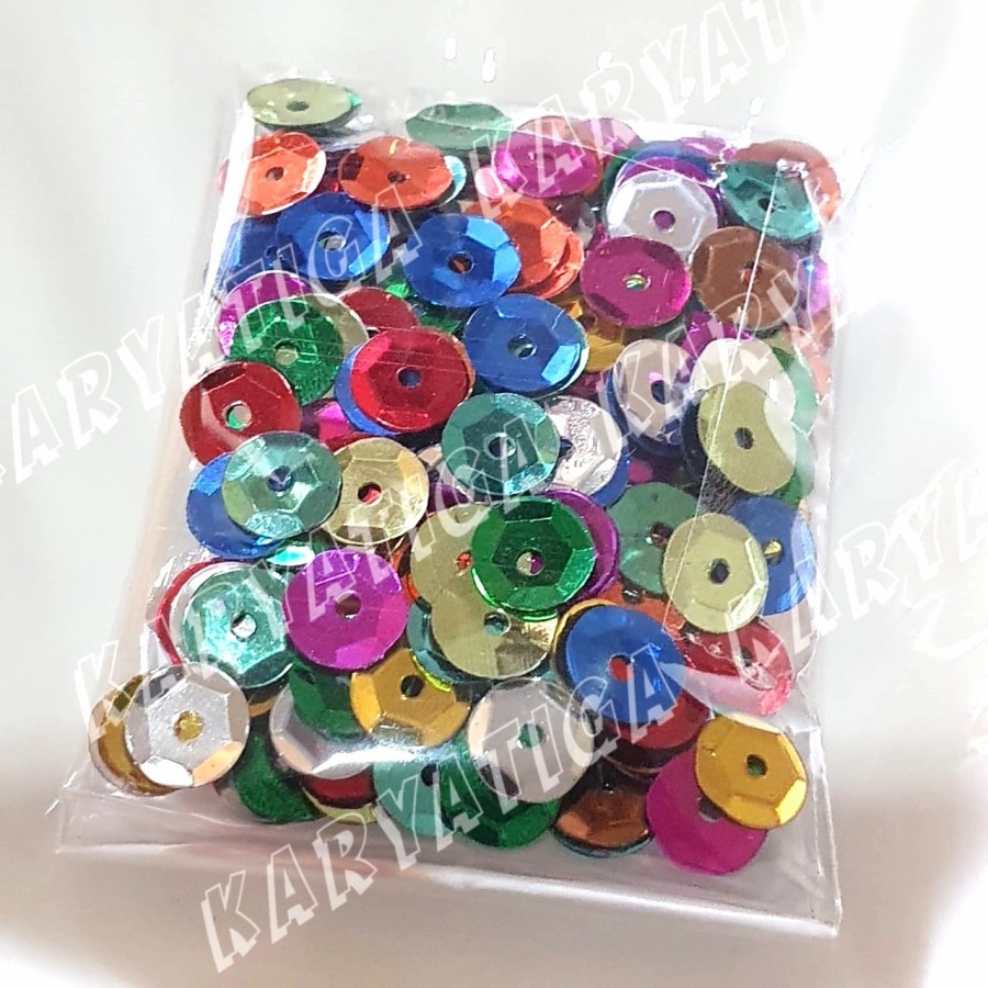 Payet Manik Piring 6 mm - Warna Mix (5 gram)