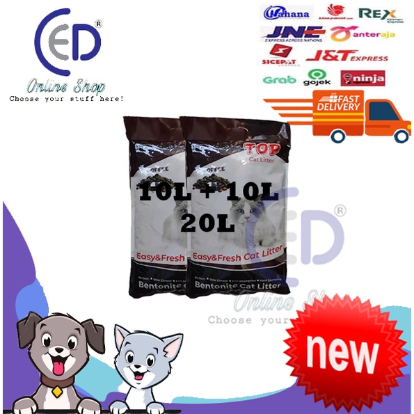 PASIR KUCING GUMPAL WANGI TOP CAT LITTER 20L (10L x 2 SAK) ( VIA EKSPEDISI )