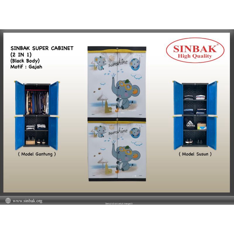 Lemari plastik pakaian serbaguna Sinbak super cabinet