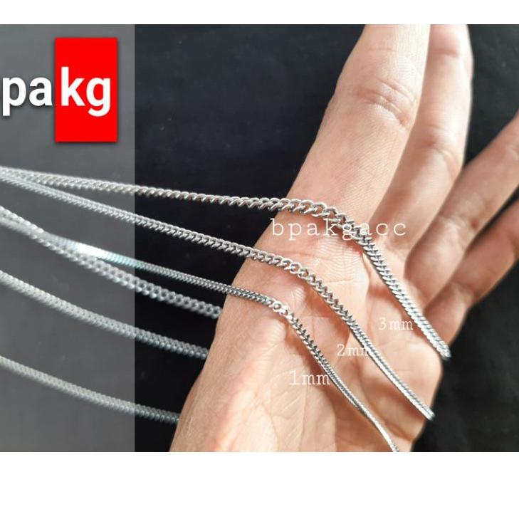 TERLARIS Kalung Rantai # kalung simple monel besi putih asli anti karat tali kalung cowok keren cewe