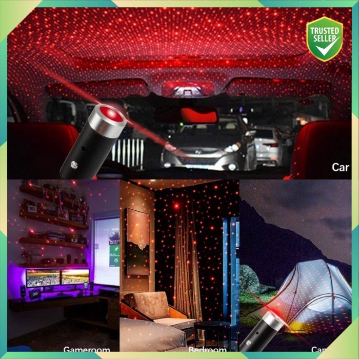 Proyektor Lampu Laser Led USB Bintang Star Dekorasi Plafon Mobil Kamar Variasi Lampu Mobil Keren