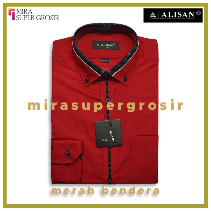 Dfws20G1H Kemeja Pria-Kemeja Alisan Kombinasi Panjang Slimfit Original - Putih, Sf 15 M Hyj2011Jhh