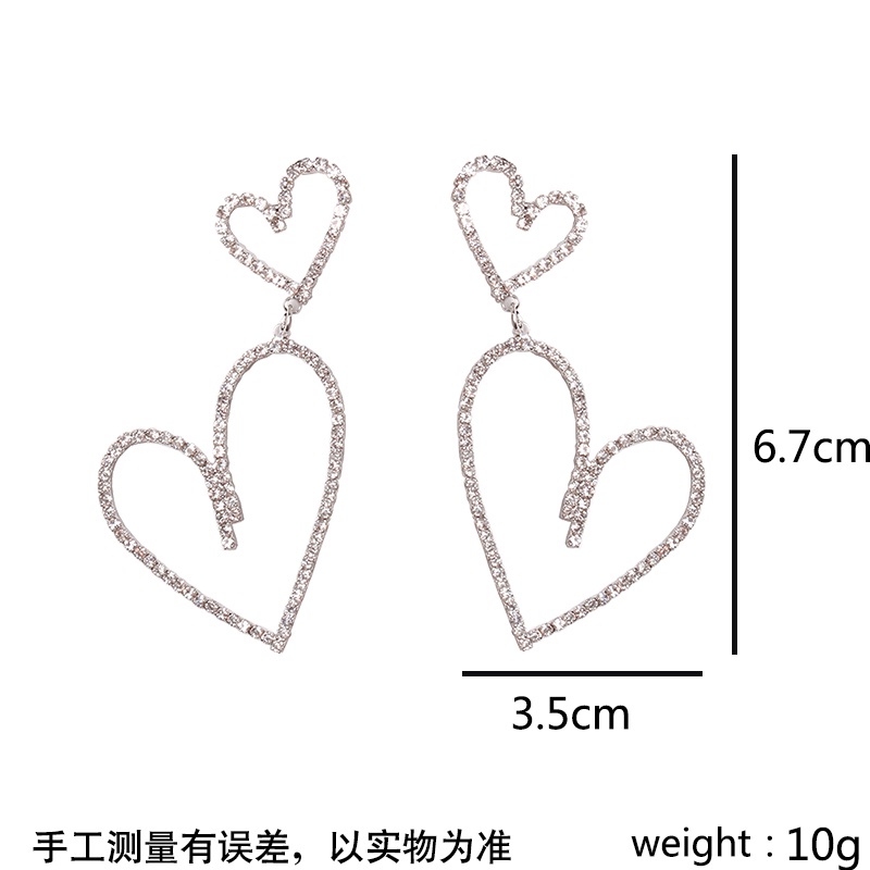 Anting Panjang Desain Hati Besar Bahan 925 Silver Needle Untuk Wanita