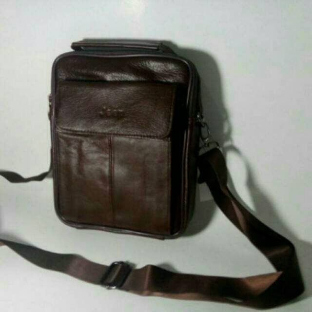 TAS selempang Pria Wanita Branded Kulit Asli JEEP JP4400+Bonus 1Pcs Dompet STNK kulit Asli