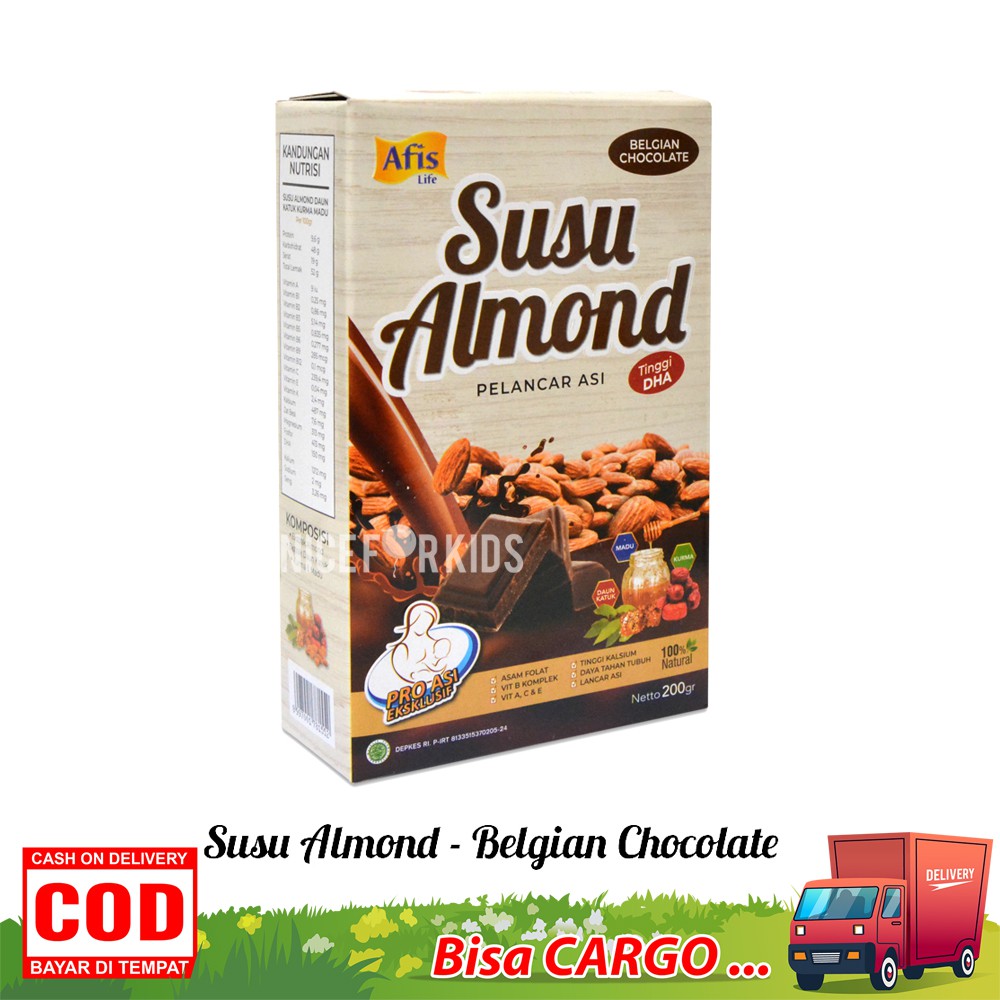 Afis life Susu Almond Pelancar Asi Booster Ibu menyusui 200 gr untuk perkembangan bayi optimal