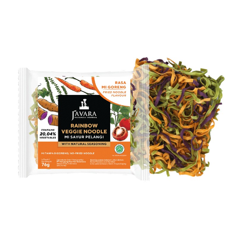 Javara Rainbow Veggie Noodle - Mie Sayur Pelangi Rasa Mie Goreng 76gr