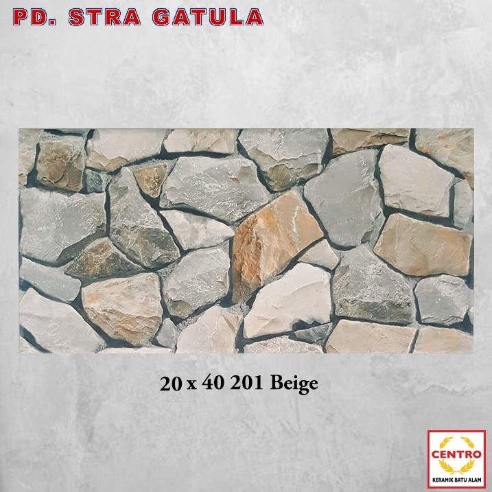 (Invoice) Keramik Centro Batu Alam 20 x 40 201 Beige KW 1 / Centro Tile 20 x 40 201 Beige / Keramik 