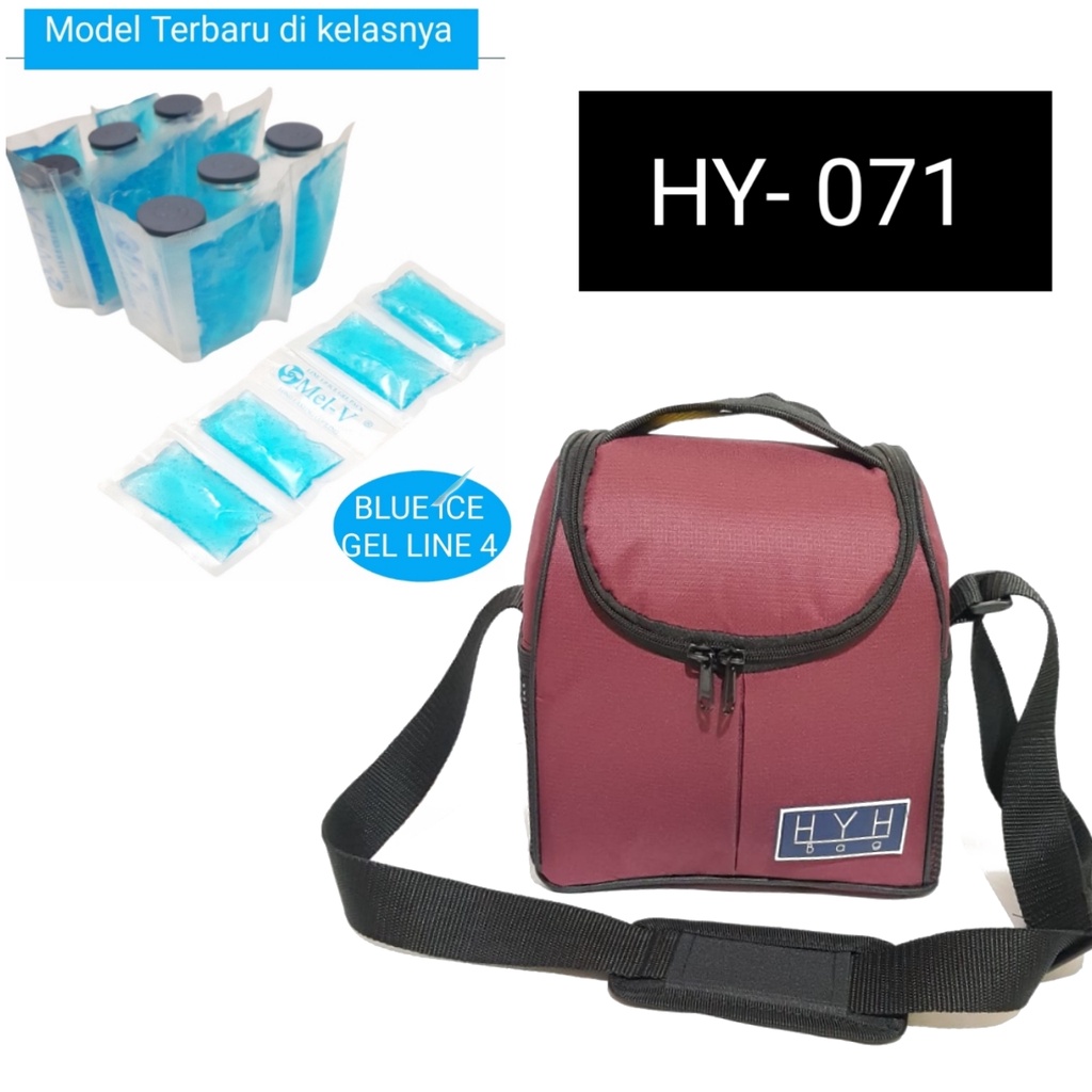 HY-071  COOLER BAG   HYH  + 6 BOTOL ASI + 2 HANGER ICE GEL LINE ISI 4   / TAS PERLENGKAPAN ASI ASIP TAS BAYI