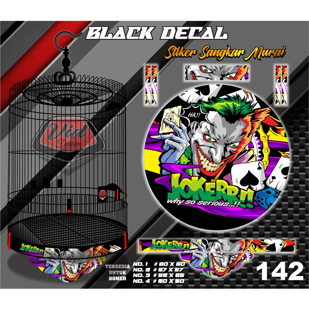 Decal sangkar Bulat Stiker Kandang Murai Motif Joker No 1 2 3 4