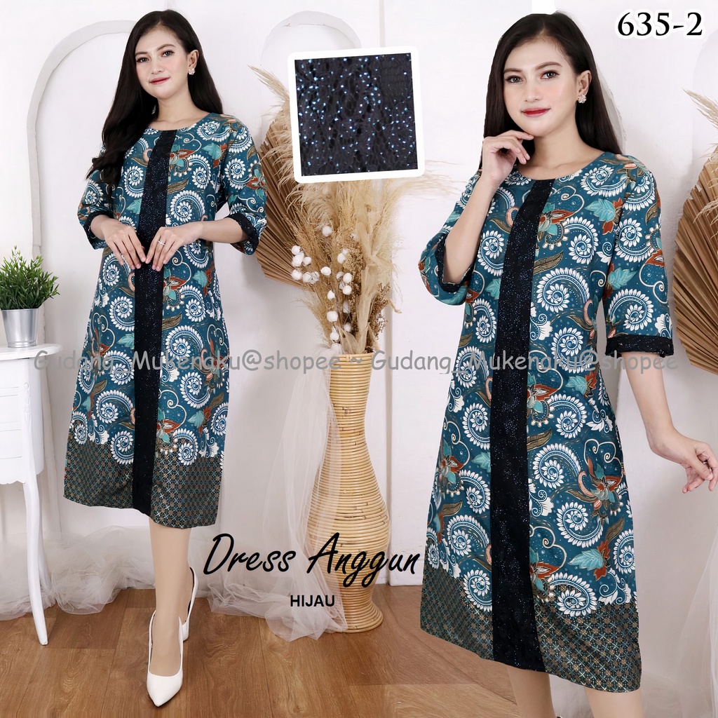 Gudang_Mukenaku Dress Anggun Bahan Katun Kombinasi Brukat Pakaian Fashion Wanita Dewasa Terbaru Premium COD bisa bayar di tujuan