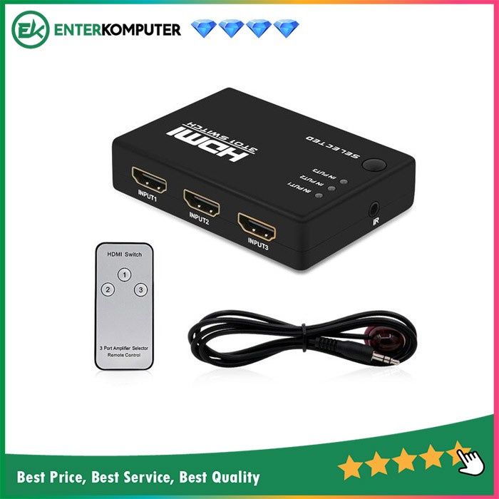 Switcher HDMI 3 Port ( 3 Input 1 Output ) Remote Adaptor ( MINO )