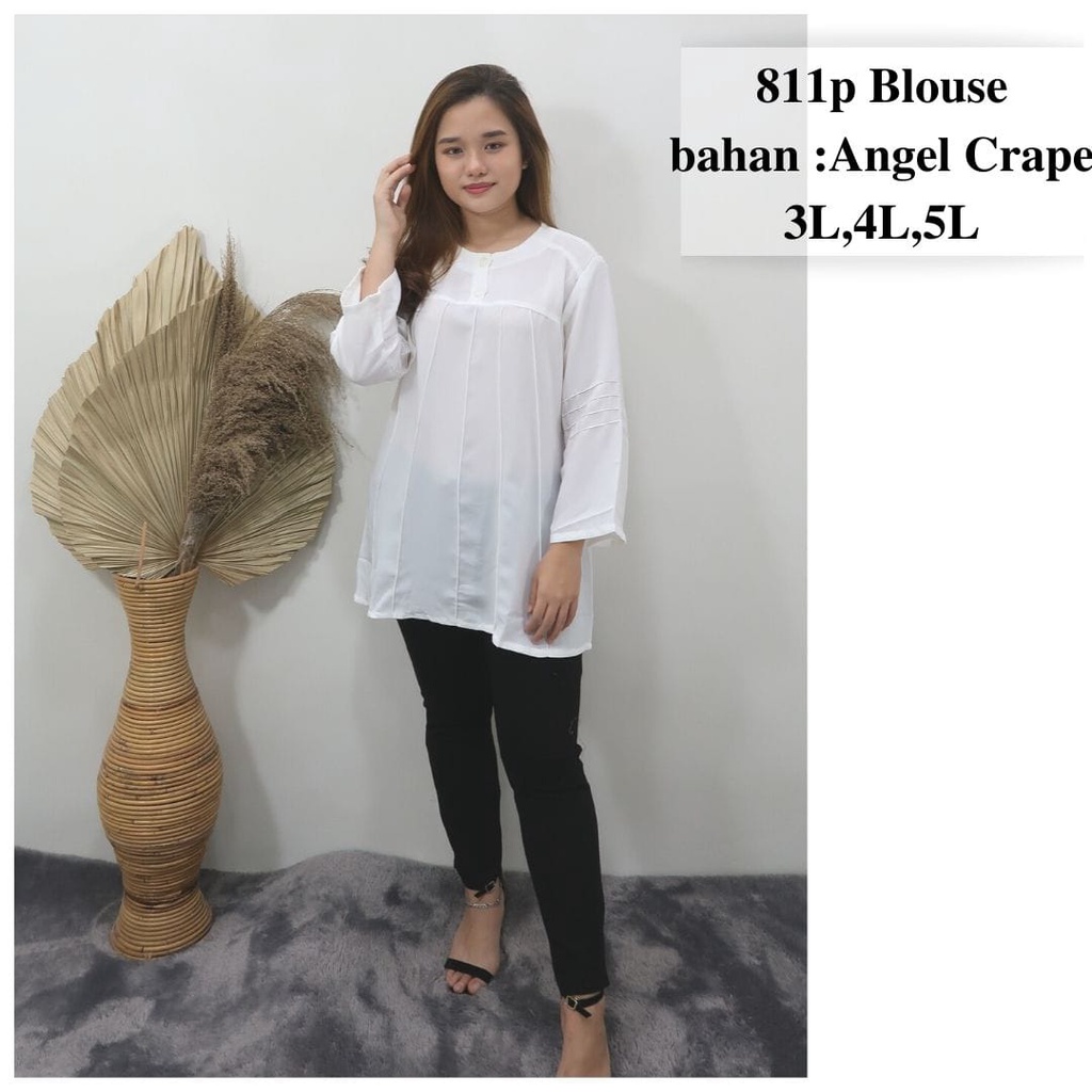 BLOUSE WANITA PUTIH JUMBO/ATASAN WANITA JUMBO/ATASAN WANITA BIGSIZE/BAJU JUMBO/ATASAN PUTIH JUMBO/BA
