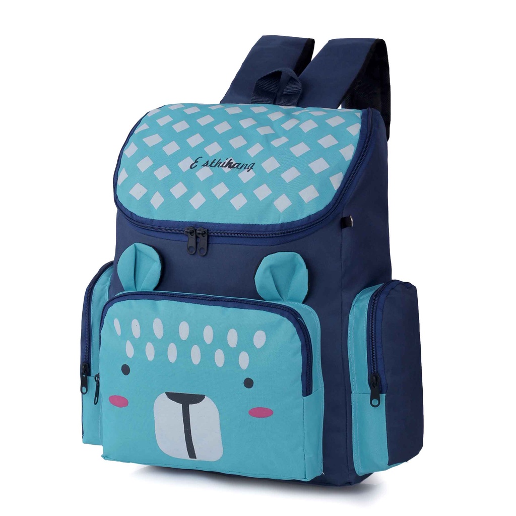 Tas Ransel Anak Sekolah TK SD Gookids BR610 Karakter Beruang Backpack Warna Biru