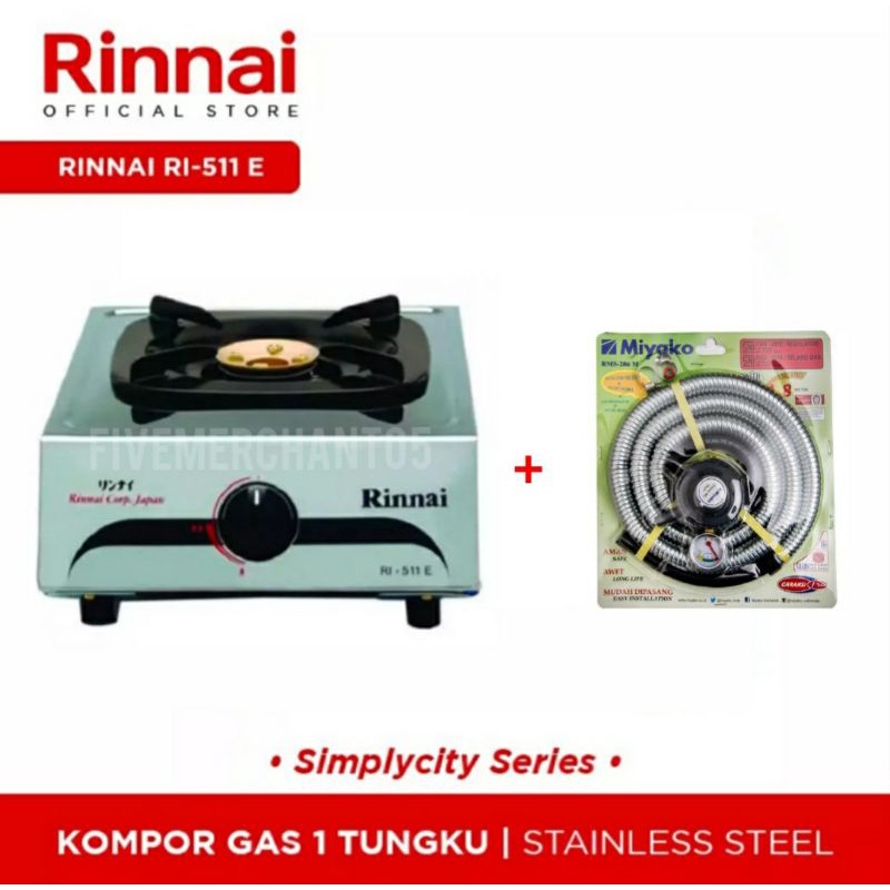 Kompor Gas Rinnai RI 511E Kompor Stainless Rinnai 1 Tungku Kompor Rinai 511E Kompor Stainless RI 511 E