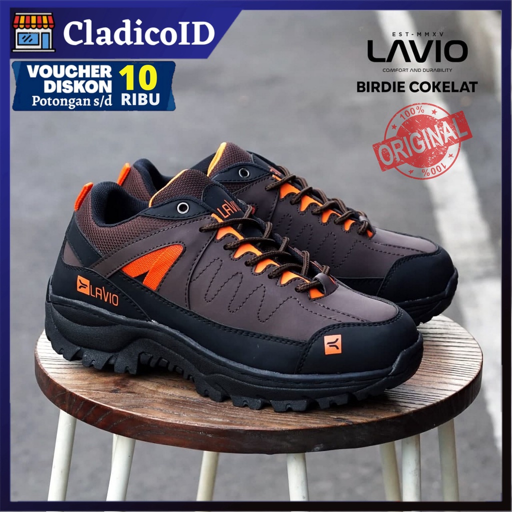 LAVIO BIRDIE Sepatu Gunung Outdoor Pria Dengan Safety Ujung Besi Kerja Lapangan Proyek HIking Mendaki Gunung Traveling Healing Sefty Boot Low Pendek