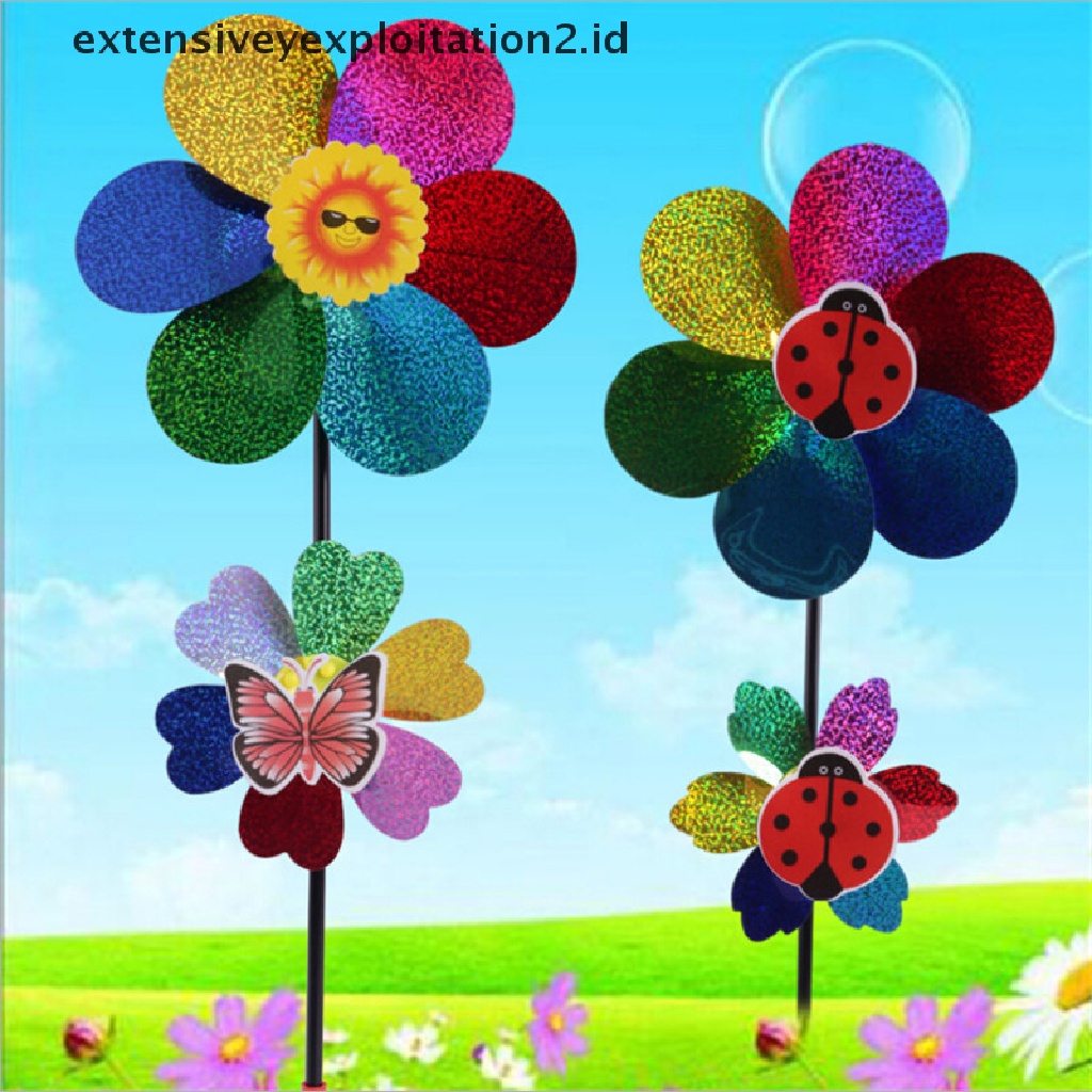 (Hotter) Colorful Sequin Windmill Hand Spinner Mainan Anak Dekorasi Taman Rumah