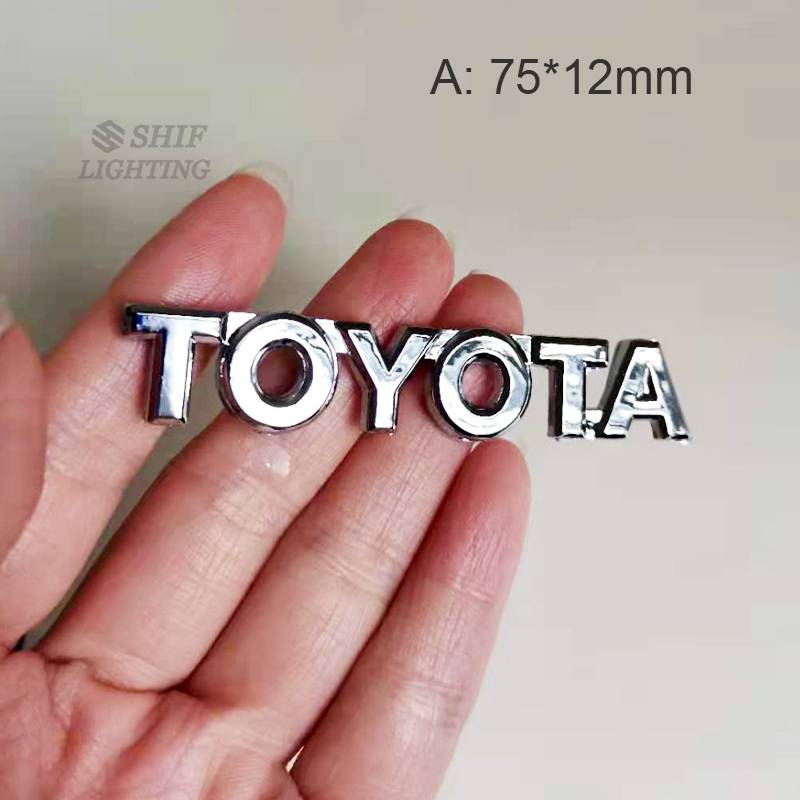 1Pc Stiker Emblem / Badge Motif Tulisan TOYOTA Bahan ABS Untuk Dekorasi Mobil