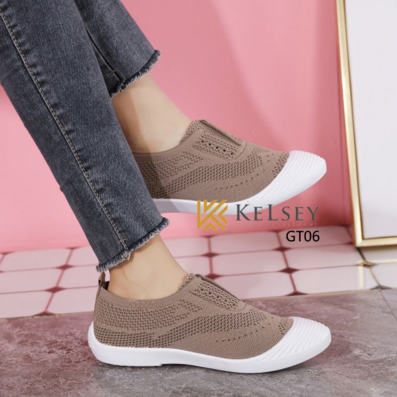 (GRATIS ALAS KAKI) Kelsey Sepatu FlyKnit Shoes Wanita GT06