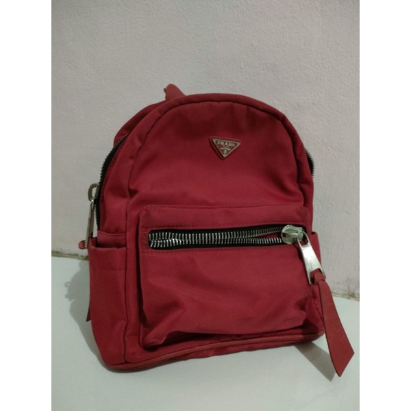 (Preloved) Tas ransel merah tali panjang