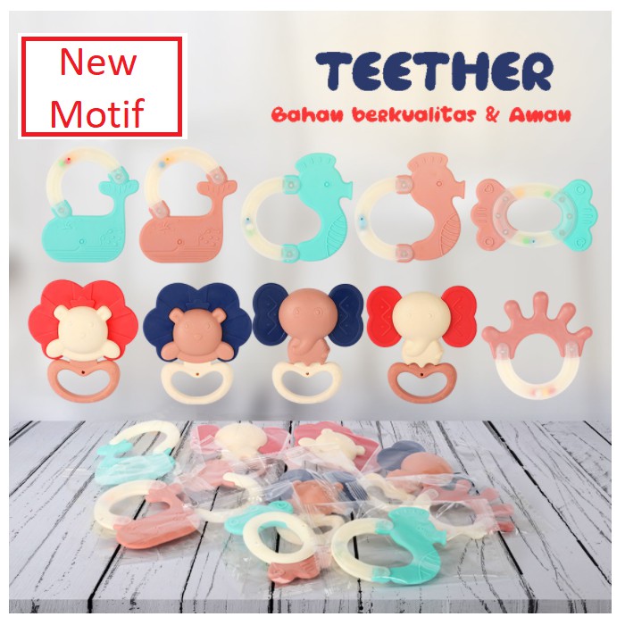 Rattle Stick Shaking Ball dan Teether Rattle bahan silikon dan plastik aman CBKS LC