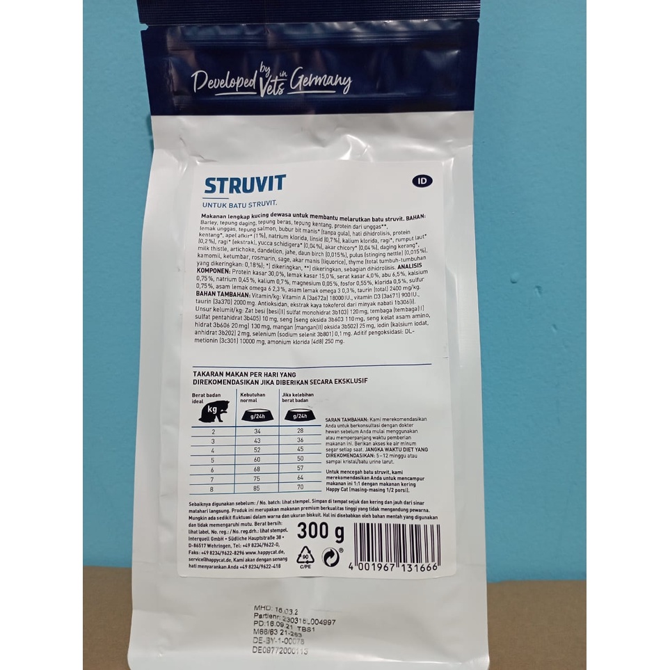 Happy cat vet struvit 300gr untuk urinary penyakit saluran kencing