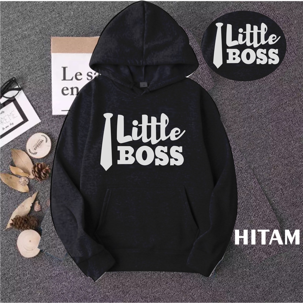 JAKET HOODIE SWEATER SABLON LITTLEBOSS ANAK KEKINIAN TERBARU BAHAN FLEECE USIA 2TAHUN SAMPAI 12TAHUN LAKI LAKI PEREMPUAN