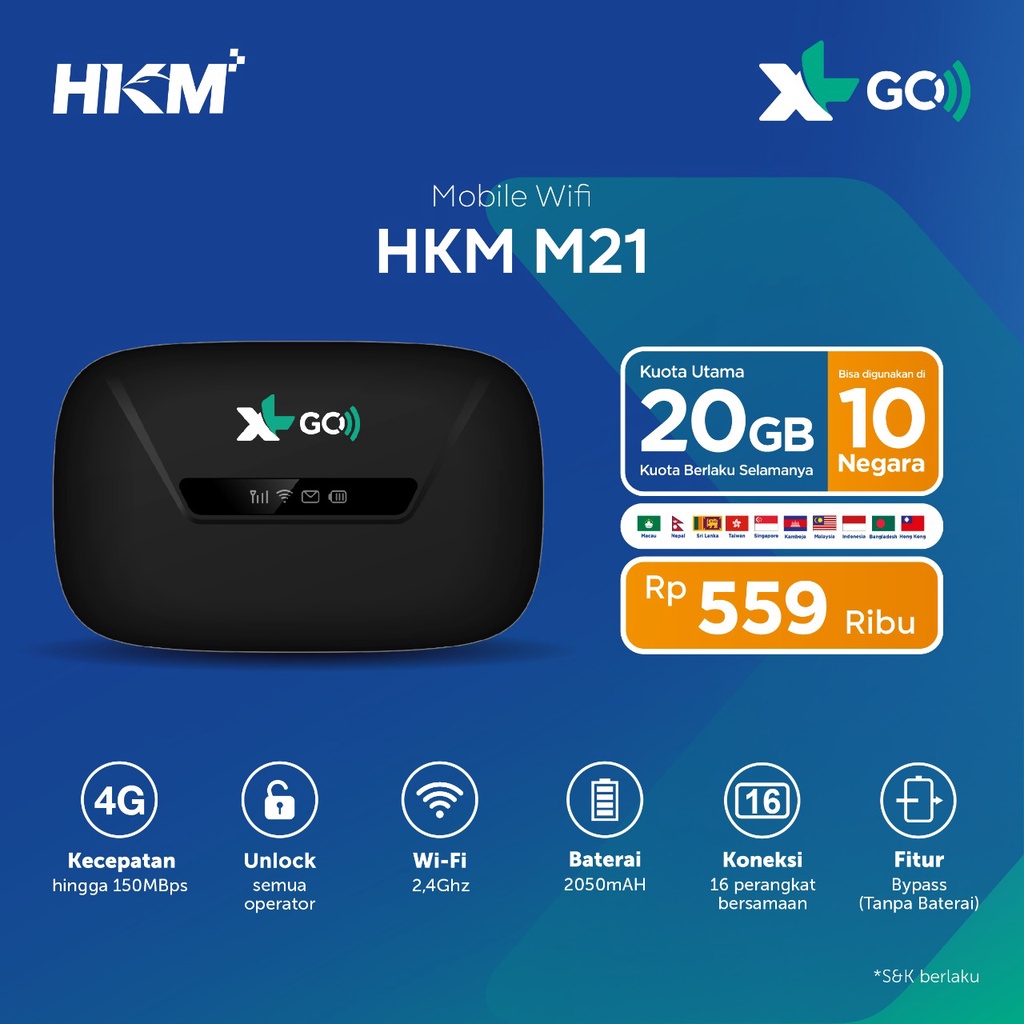 Modem Wifi HKM M21 XL GO 20GB ByPass dan Unlock