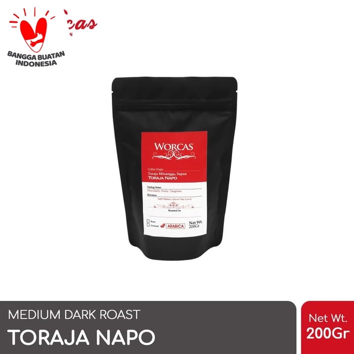 

r0eree Kopi Arabica Toraja Napo 200 Gram (Biji/Bubuk) | Worcas Coffee - Kopi Biji Ds20X11