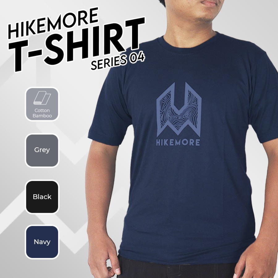 Hikemore T-Shirt 04 Kaos Lengan Pendek Casual Pria Wanita Cotton Bamboo Outdoor Original