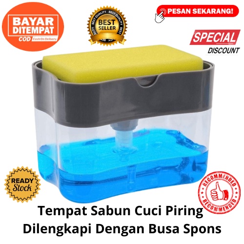 [BISA COD] PROMO Tempat Sabun Cuci Piring Dilengkapi Dengan Busa Spons Dispenser Sabun Sabut Cuci Spons Pembersih Multifungsi