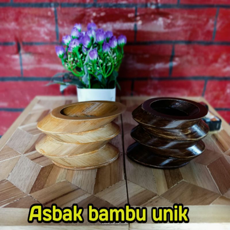 Asbak Bambu unik finishing kerajinan tangan asbak ukir tradisional
