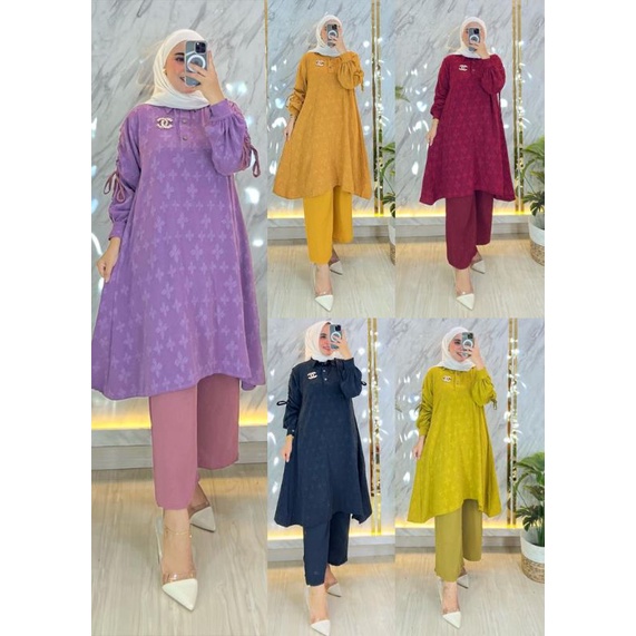 kaysya set celana/Tunik /Terbaru/terlaris/polos/cod/grosir tanah abang/pgmta