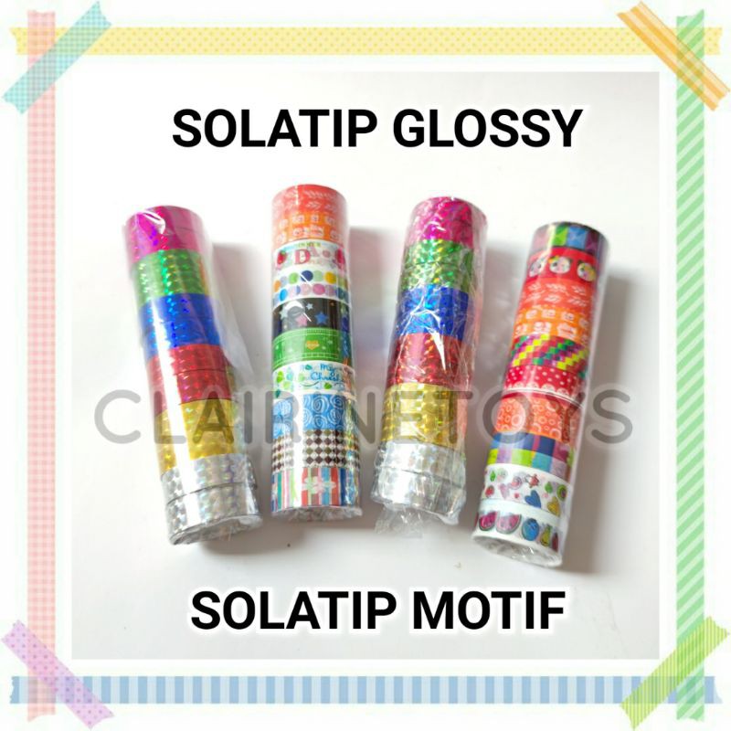 

(ISI 10 - 12 PCS) SOLATIP GLOSSY - SOLATIP GLITTER - SELOTIP KARAKTER